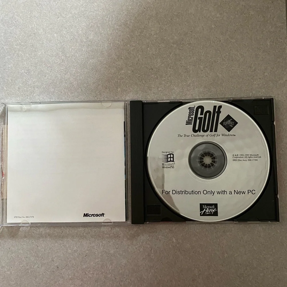 MICROSOFT GOLF 2.0 (PC, WIN 1995) - CD ROM Version 2.0 w\ COA and Key